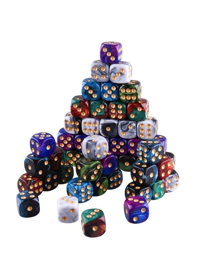 AUSTOR - AUSTOR 50 Pieces 6 Sided Game Dice Set 5 Two Tone Colors Dice with Gold Pips Round Corner Dice for Playing Games Like Tenzi, Farkle, Yahtzee, Bunco or Teaching Math - Image 1