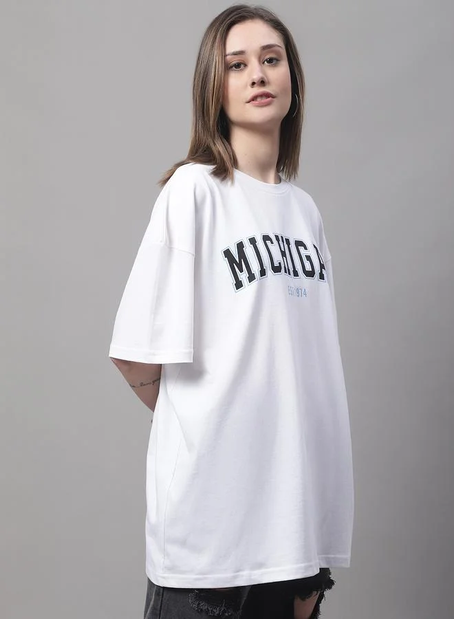 Take Two Women White Oversized Slogan Print T-Shirt