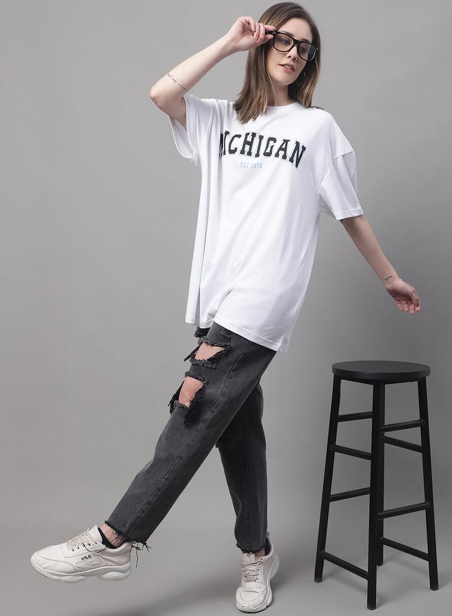 Take Two Women White Oversized Slogan Print T-Shirt - Image 5