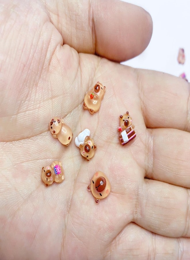 HETRUUOP 100PCS Mini Capybara Decor for Dollhouse Resin Tiny capybaras for Crafts Micro Miniature Capybara for Fairy Garden Dollhouse Micro Landscaping Decoration - Image 3