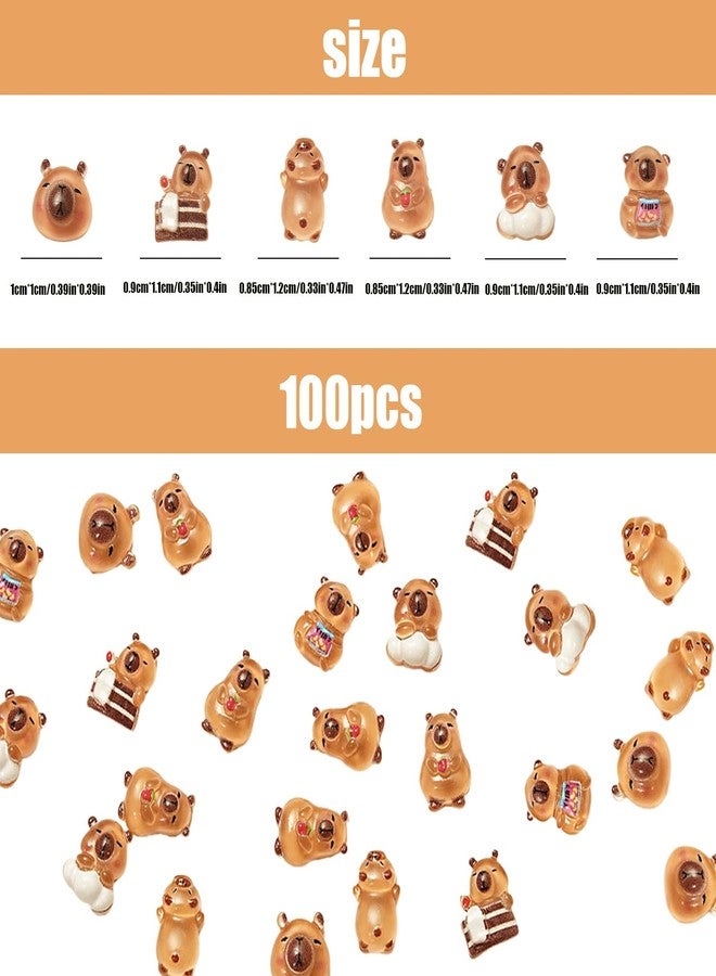 HETRUUOP 100PCS Mini Capybara Decor for Dollhouse Resin Tiny capybaras for Crafts Micro Miniature Capybara for Fairy Garden Dollhouse Micro Landscaping Decoration - Image 4