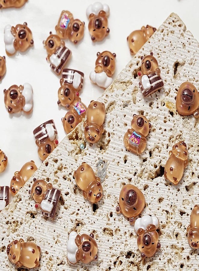 HETRUUOP 100PCS Mini Capybara Decor for Dollhouse Resin Tiny capybaras for Crafts Micro Miniature Capybara for Fairy Garden Dollhouse Micro Landscaping Decoration - Image 5