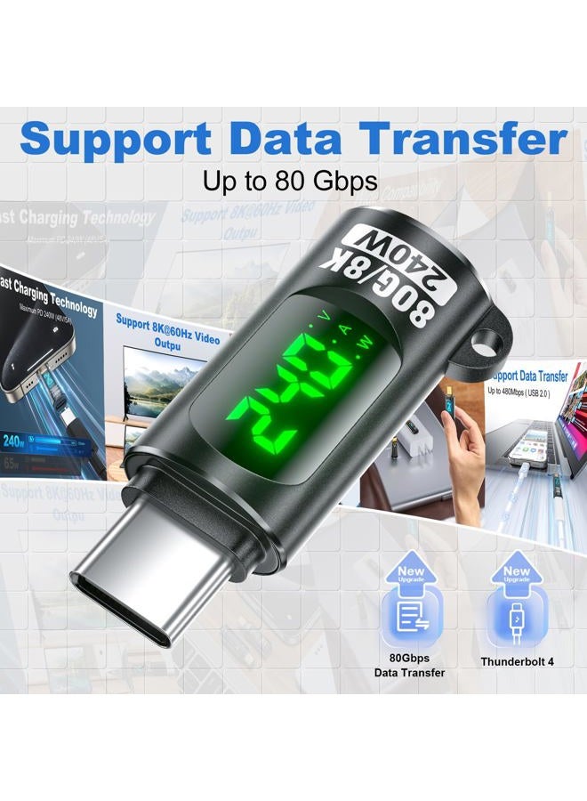 DuHeSin 240W USB C Adapter Power Meter Tester (3 Pack) - Voltage Current Power LED Digital Display, Type C Male to Female Extension Connector for 1Phone 15/16, MacBook, iPad & More USB-C Cables/Devices - Image 3