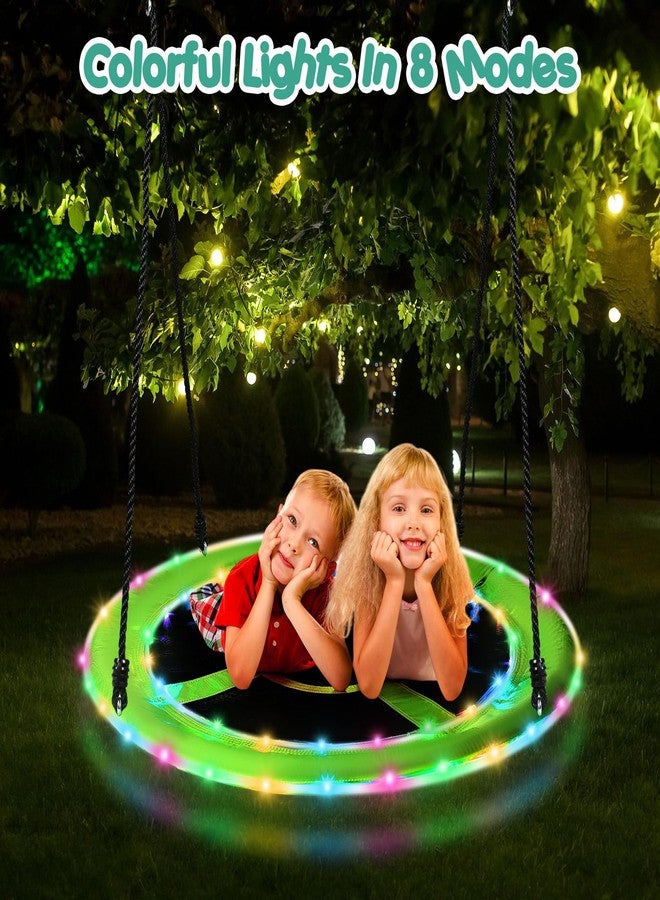 Lunmon 40 Inch Waterproof Saucer Swing with LED Rim Light 660 lb Load Saucer Tree Swing 900d Oxford Adjustable Outdoor Swing for Adults and Kids, Includes Hanging Kit for Play at Night Outdoor - Image 5