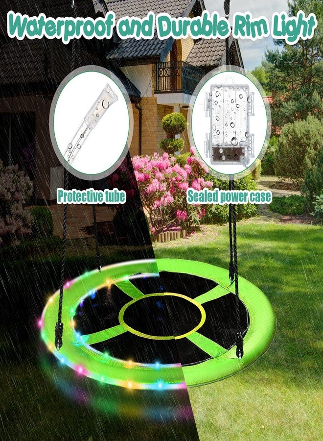 Lunmon 40 Inch Waterproof Saucer Swing with LED Rim Light 660 lb Load Saucer Tree Swing 900d Oxford Adjustable Outdoor Swing for Adults and Kids, Includes Hanging Kit for Play at Night Outdoor - Image 4