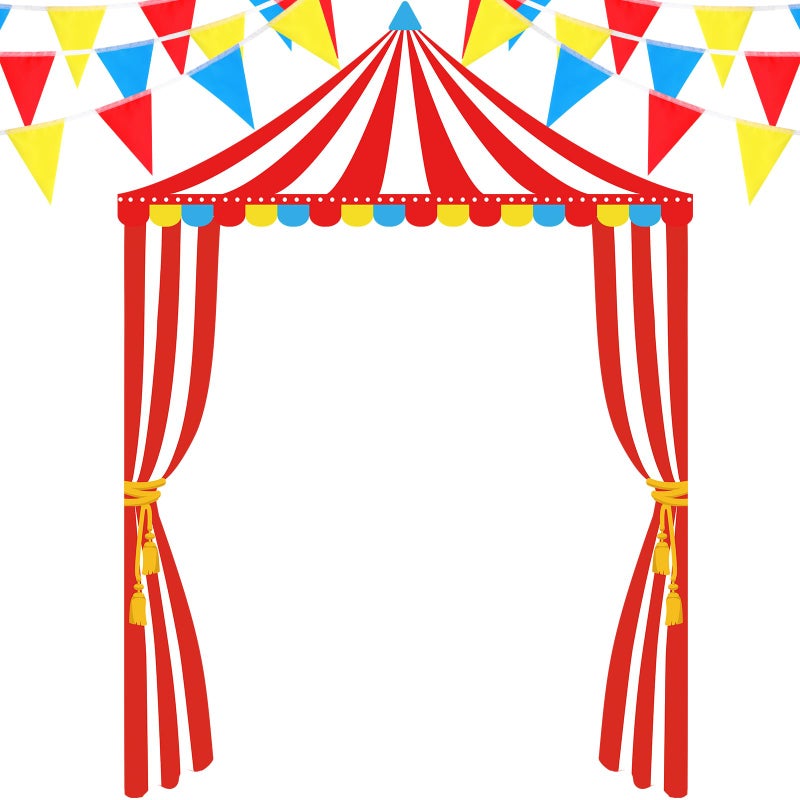 Ziliny 4 Pcs Halloween Carnival Banner Decorations Circus Tent Awning Halloween Red and White Striped Tent with Pennant Banner for Classroom Concession Stand DecorationsCute Style