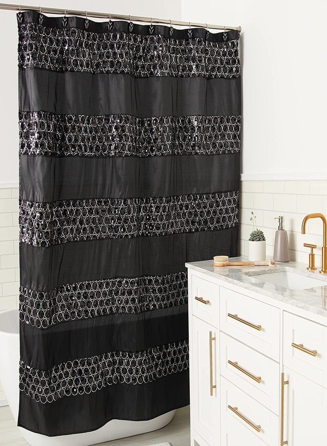 Popular Bath Sinatra Black Collection, 70" x 72" Bathroom Shower Curtain - Image 2