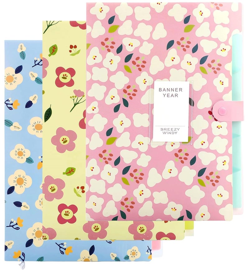 Corslet Folder for Documents A4 Size 5 Pockets Files for Students for School and Office (Pack of 3) - Image 1