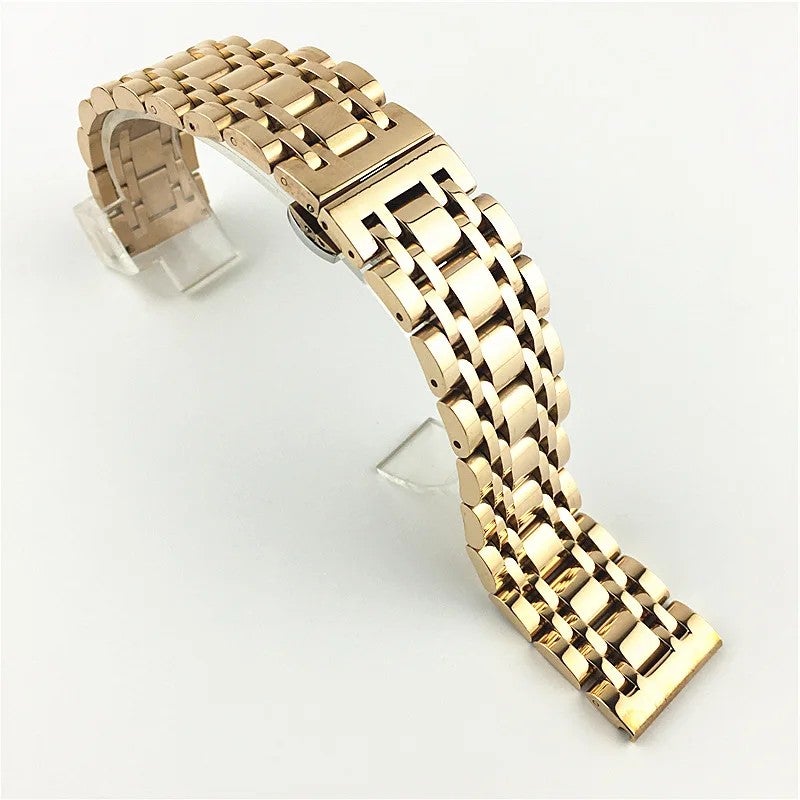 Bluejw Luxury 304 Stainless Steel Watch Strap – Seven Beads Solid Metal Replacement Band for Watches, Fits 14/16/18/20/21/22/24/25/26mm - Image 1
