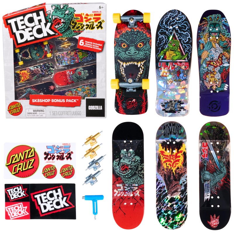 TECH DECK Godzilla Sk8shop Fingerboard Bonus Pack Collectible and Customizable Mini Skateboards Kids Toys for Ages 6 and up - Image 2