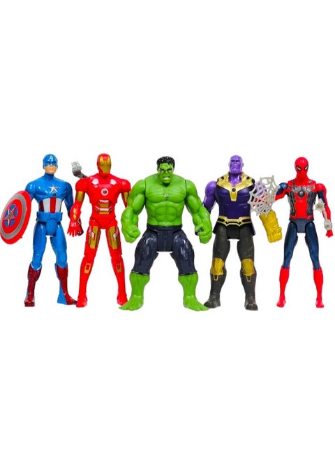 Avenger Toy Figures Set Hulk Captain-America Thanos Iron-Man Spider-Man Pack Of 5 Action Figures Set For Kids