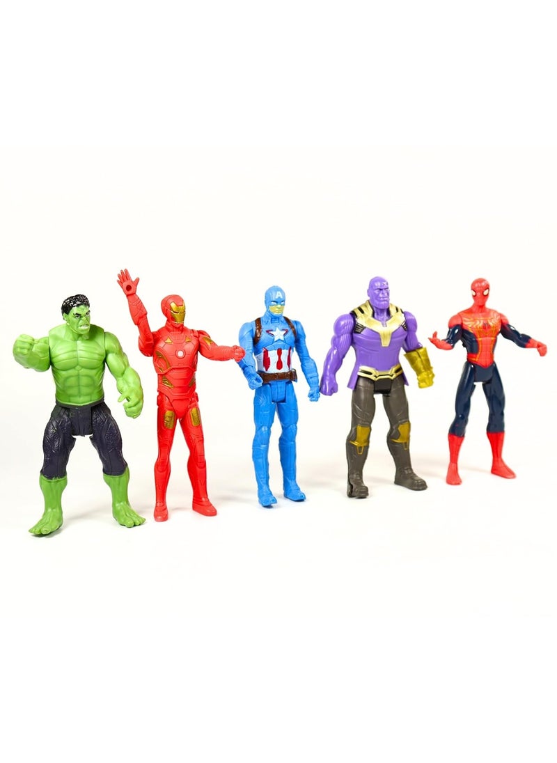 Avenger Toy Figures Set Hulk Captain-America Thanos Iron-Man Spider-Man Pack Of 5 Action Figures Set For Kids
