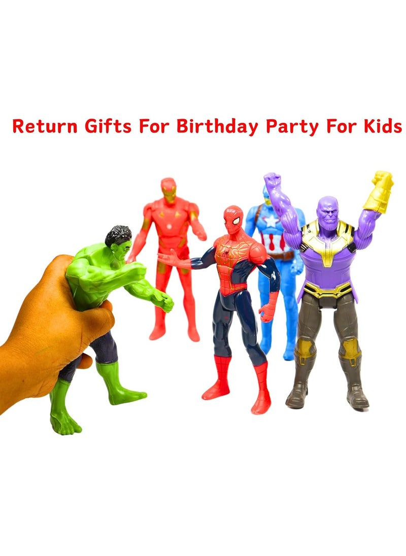 Avenger Toy Figures Set Hulk Captain-America Thanos Iron-Man Spider-Man Pack Of 5 Action Figures Set For Kids