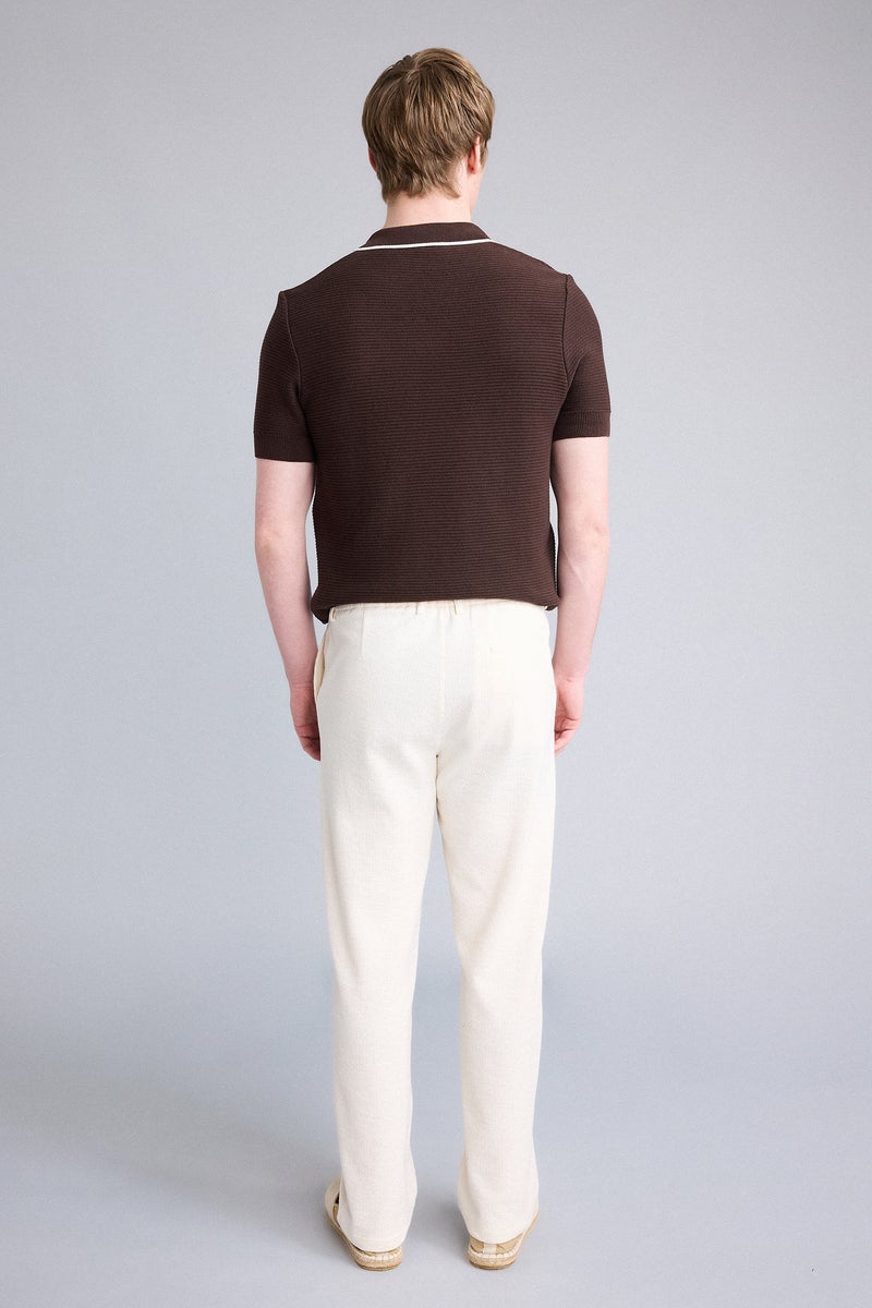 DeFacto Brown Man Standard Fit Short Sleeve Polo T-shirt Casual - Image 5