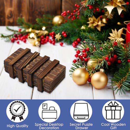 Diteje Puzzle Box, Magic Wooden Boxes Case Card Holders with Secret Hidden Compartment for Adults and Kids - Image 2