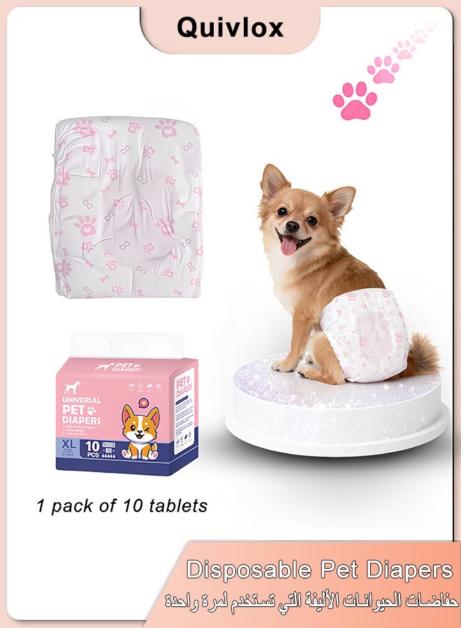 كويفلوكس حفاضات الحيوانات الأليفة للاستخدام مرة واحدة، حفاضات قابلة للتنفس للكلاب الإناث، حفاضات الكلاب فائقة الامتصاص من القماش الناعم، حفاضات للكلاب الإناث، حفاضات مناسبة لتدريب الكلاب على الشبق والتبول المثير وسلس البول، تحتوي على 10 قطع من حفاضات الكلاب الإناث XL - Image 1