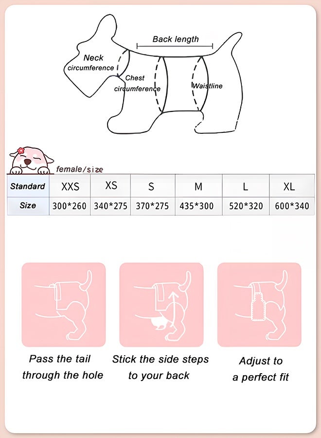 كويفلوكس حفاضات الحيوانات الأليفة للاستخدام مرة واحدة، حفاضات قابلة للتنفس للكلاب الإناث، حفاضات الكلاب فائقة الامتصاص من القماش الناعم، حفاضات للكلاب الإناث، حفاضات مناسبة لتدريب الكلاب على الشبق والتبول المثير وسلس البول، تحتوي على 10 قطع من حفاضات الكلاب الإناث XL - Image 2
