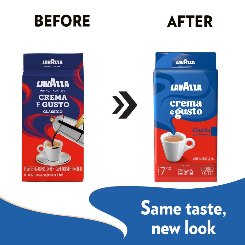Lavazza Crema e Gusto Ground Coffee, Medium Roast, Arabica and Robusta Blend, 8.8 oz Brick (Pack of 4) - Image 2