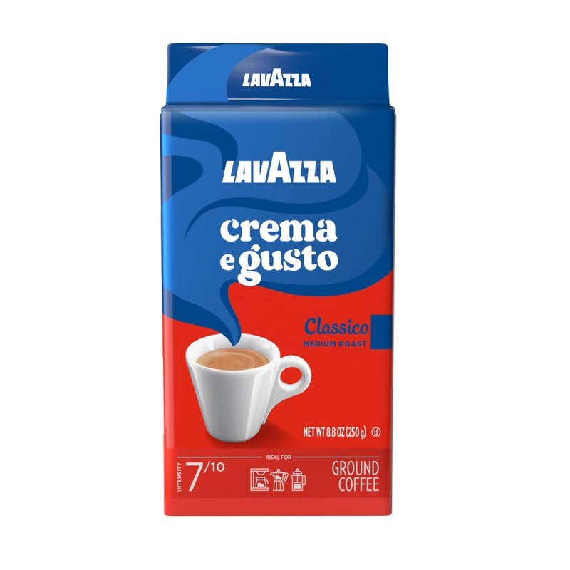 Lavazza Crema e Gusto Ground Coffee, Medium Roast, Arabica and Robusta Blend, 8.8 oz Brick (Pack of 4) - Image 1