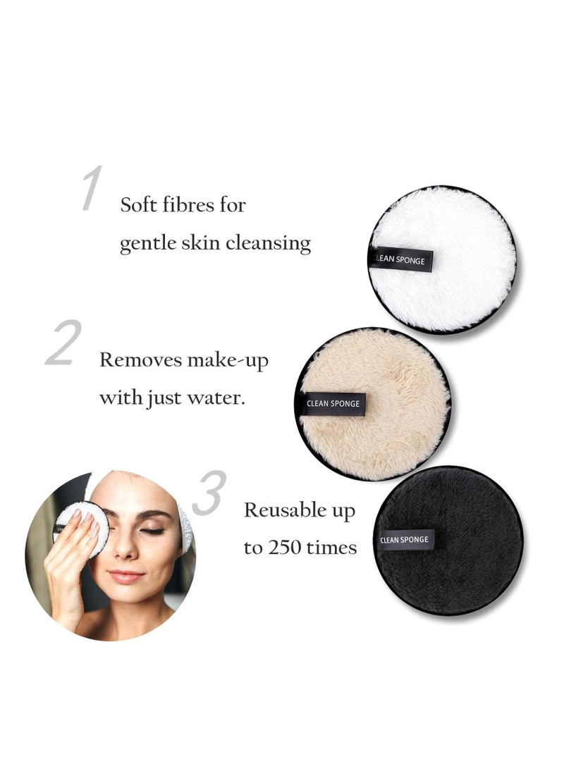 KASTWAVE 7 PCS Makeup Remover Pads, Make Up Remover Cloth, Reusable Make Up Pads with Spa Headbands, Double Sided Face Pads Washable Facial Towel Microfibre Cotton Face Eyes Cleansing Cloths for All Skin Type - Image 2