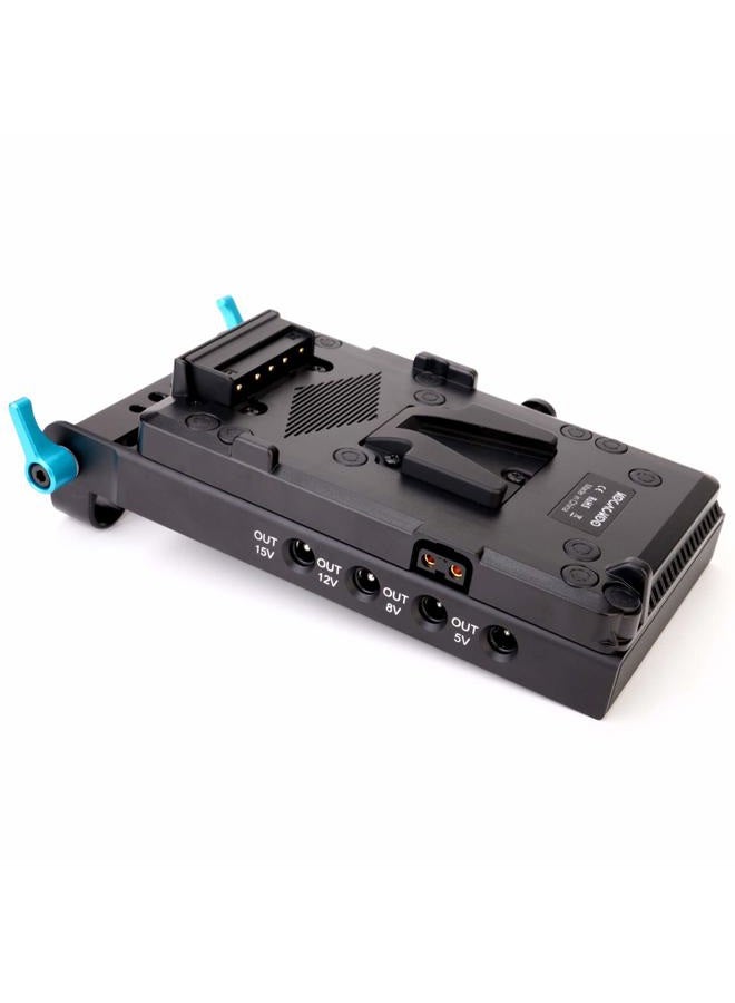 KOCACKOO V-Mount Lock Battery Plate Power Supply Splitter Adapter with 15mm Rod Clamp + LP-E6 Dummy Battery for BMPCC 4K/6K、DSLR RED Cameras、Camcorders、Canon 5D2/5D3/5D4/6D/6D2/7D/7D2/70D/80D/5DSR - Image 2