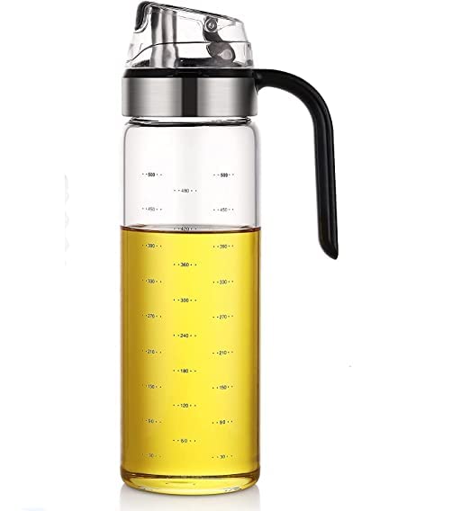 Fariox Olive Oil Dispenser BottleCooking Oil Cruet GlassNo DripSmall Oil and Vinegar Dispenser LeadFree Glass Bottle for Oil Kitchen with Ergonomic Non Slip Handle 550 ml - Image 1