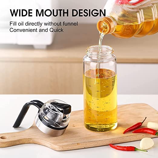 Fariox Olive Oil Dispenser BottleCooking Oil Cruet GlassNo DripSmall Oil and Vinegar Dispenser LeadFree Glass Bottle for Oil Kitchen with Ergonomic Non Slip Handle 550 ml - Image 2