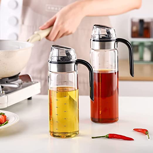 Fariox Olive Oil Dispenser BottleCooking Oil Cruet GlassNo DripSmall Oil and Vinegar Dispenser LeadFree Glass Bottle for Oil Kitchen with Ergonomic Non Slip Handle 550 ml - Image 3