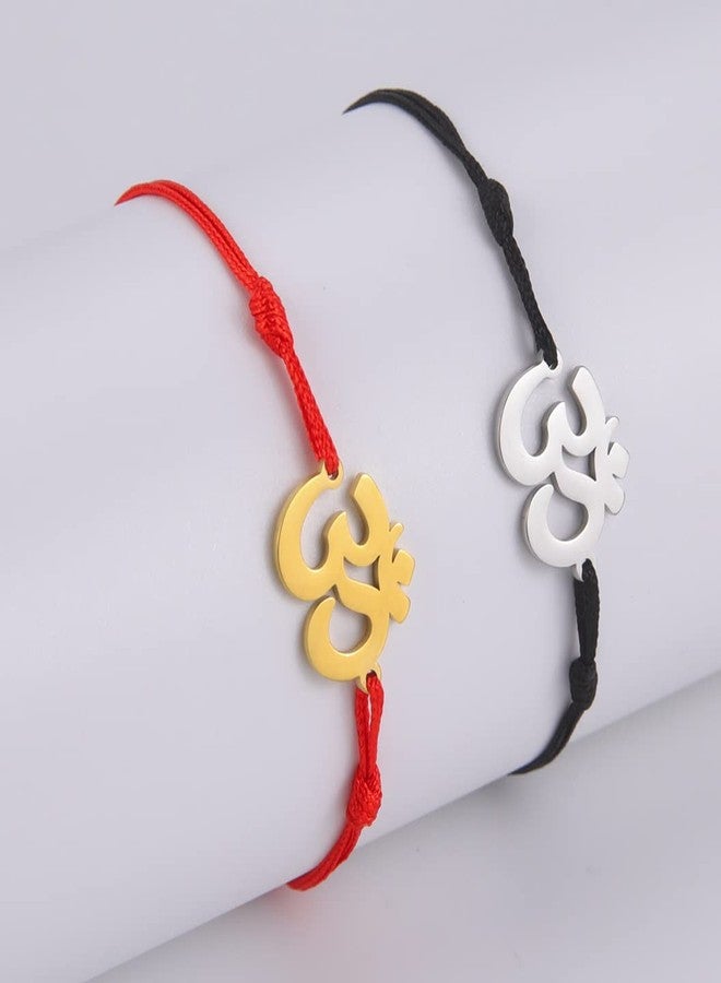 UNIFT Om Bracelet For Men & Women Stainless Steel Hindu Symbol Om Amulet Bracelets Charm Yoga Adjustable Bracelet Hypoallergenic Jewelry (silver+gold, Stainless Steel) - Image 4