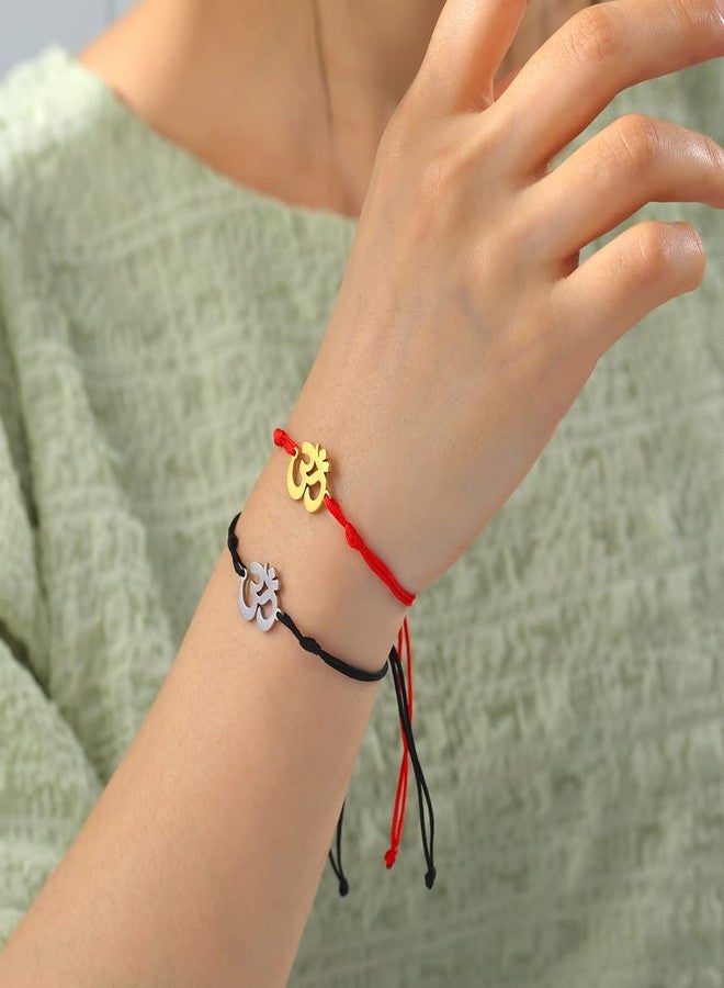 UNIFT Om Bracelet For Men & Women Stainless Steel Hindu Symbol Om Amulet Bracelets Charm Yoga Adjustable Bracelet Hypoallergenic Jewelry (silver+gold, Stainless Steel) - Image 2
