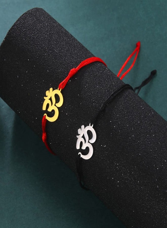 UNIFT Om Bracelet For Men & Women Stainless Steel Hindu Symbol Om Amulet Bracelets Charm Yoga Adjustable Bracelet Hypoallergenic Jewelry (silver+gold, Stainless Steel) - Image 3