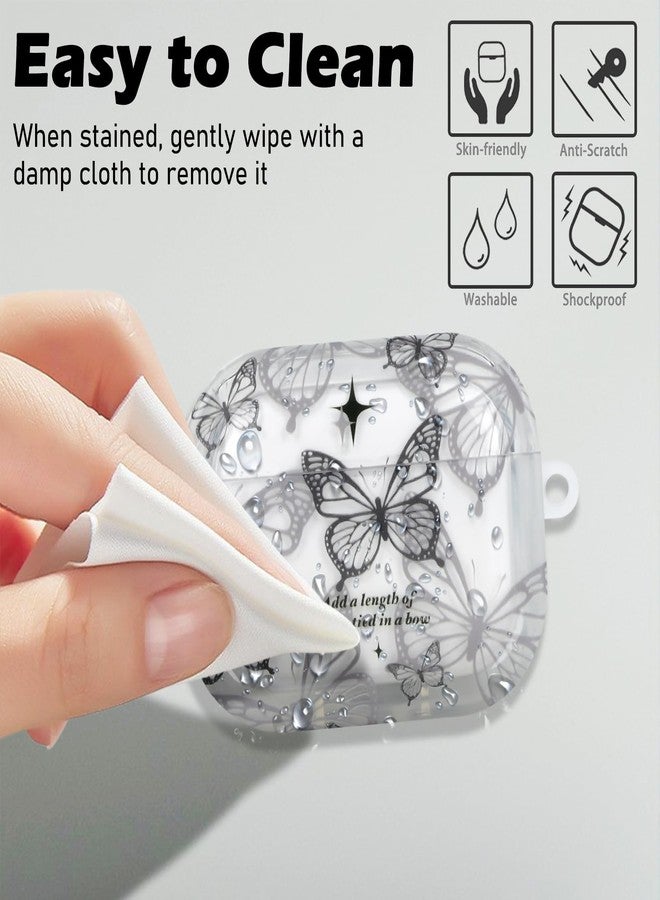 CameCosy Compatible for AirPods Pro 2nd Generation Case with Silver Butterfly Keychain, Black Grey Butterfly Premium Shockproof Drop Protection Cover Case for AirPods Pro 2 (2022) - Image 4