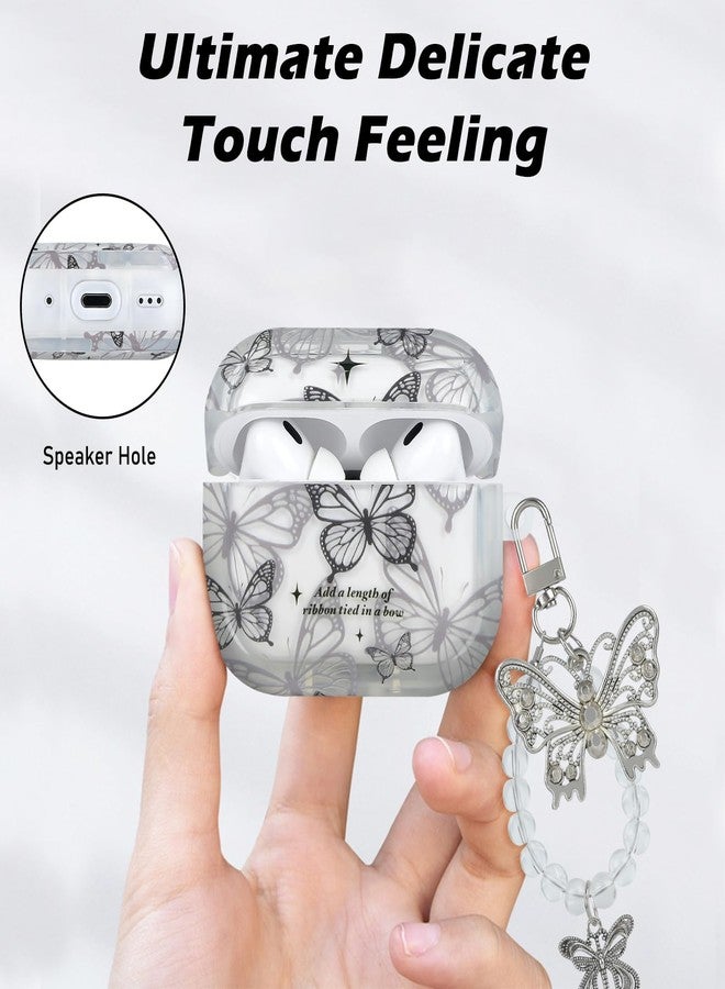 CameCosy Compatible for AirPods Pro 2nd Generation Case with Silver Butterfly Keychain, Black Grey Butterfly Premium Shockproof Drop Protection Cover Case for AirPods Pro 2 (2022) - Image 5