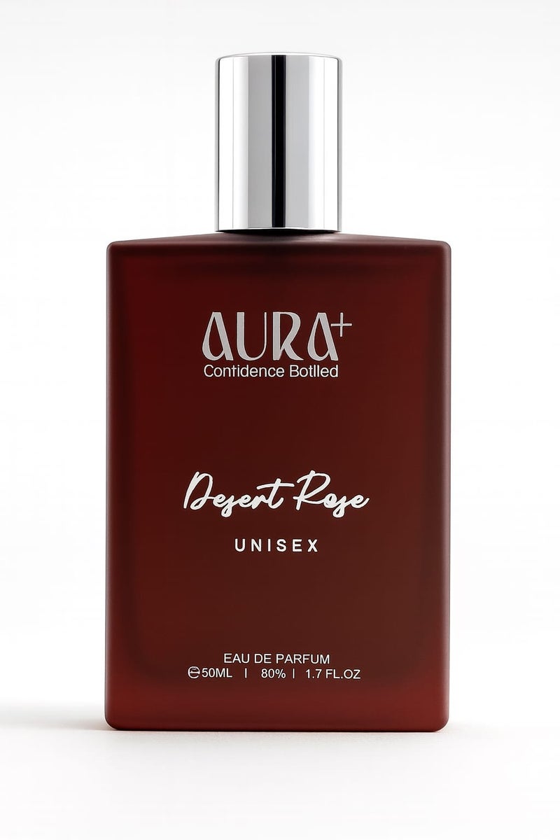 AURA PLUS Desert Rose Perfume for Men & Women 50ml | Oriental Gourmand & Spicy Amber Fragrance | Rich, Sweet & Sensual | Ideal for Night Out & Festive Occasions - Image 1