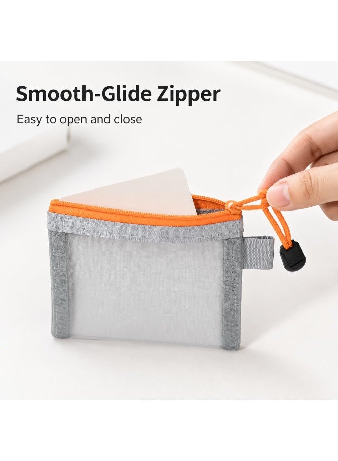 5 Pcs Small Mesh Bags Orange Zipper Pouch, 4.7 x 3 Inch Travel Nylon Makeup Pouches for Purse, Mini Mesh Bags with Zipper, Waterproof Toiletry Organizer Inserts for Daily Use - Image 3