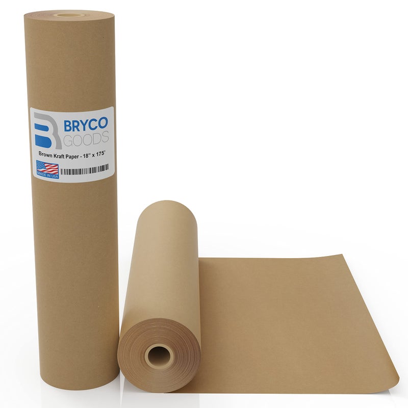 Bryco Goods Jumbo Kraft Paper Roll  Brown  18 x 2100 175  USA Made  Suitable for Packing  Moving  Shipping  Crafts  Wall Art  Bulletin Boards  Floor Covering  Table Runner