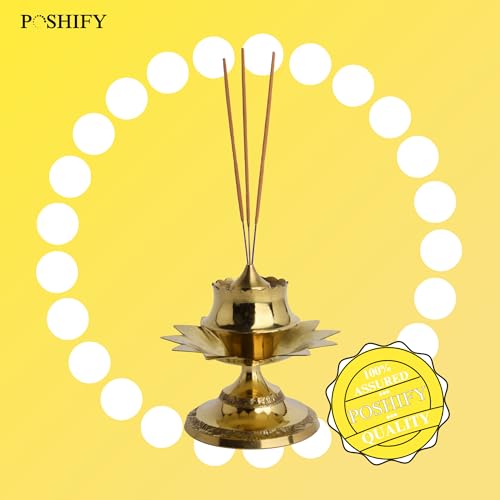 POSHIFY Exquisite Brass Agarbati Stand: Traditional Indian Incense Stick Holder for Puja Room, Home Decor, Hindu Worship, Spiritual Practices and Home Decor - 140 - Image 5