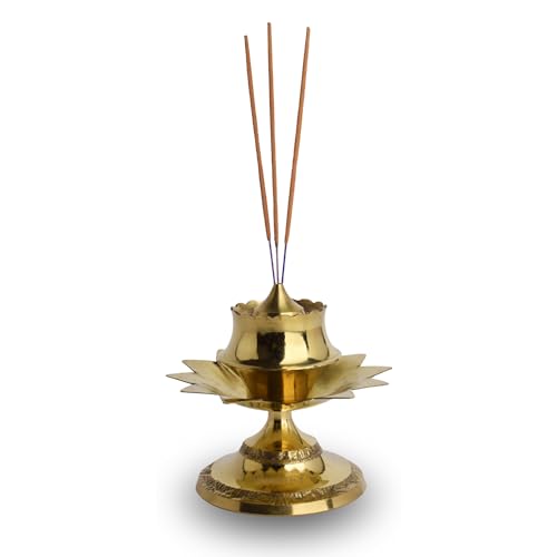 POSHIFY Exquisite Brass Agarbati Stand: Traditional Indian Incense Stick Holder for Puja Room, Home Decor, Hindu Worship, Spiritual Practices and Home Decor - 140 - Image 1