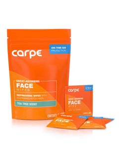 Carpe Carpe Sweat Absorbing Face Wipes (15 Facial Wipes). Witch Hazel & Tea Tree Oil Wipes Infused with Eucalyptus. Energizing, Refreshing, and Soothing. Sweat and Oil Control  - Image 1