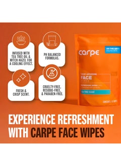 Carpe Carpe Sweat Absorbing Face Wipes (15 Facial Wipes). Witch Hazel & Tea Tree Oil Wipes Infused with Eucalyptus. Energizing, Refreshing, and Soothing. Sweat and Oil Control  - Image 2