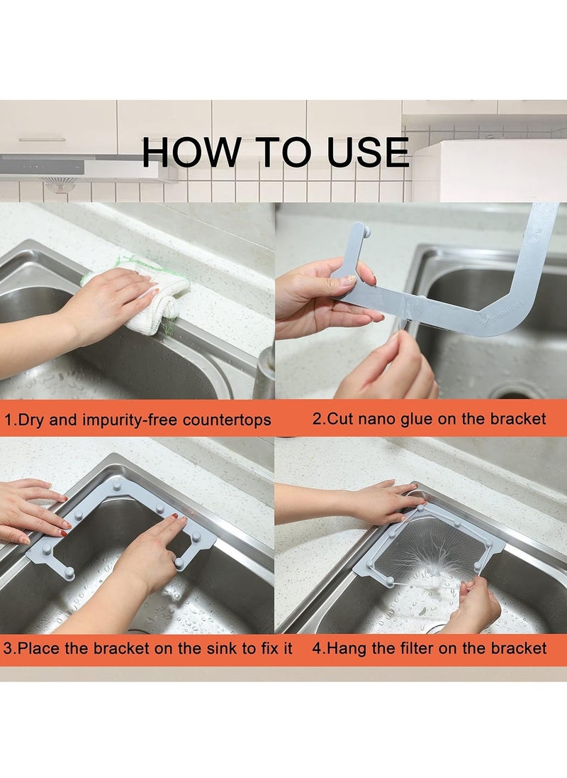 Generic - Triangle tri-holder corner sink filter net(Gray),Sink Strainer Bag with 100 pcs,Corner Sink Strainer Basket，Mesh sink strainer bags，Disposable sink strainer，Mesh Bag for Kitchen Waste Leftover - Image 1