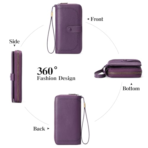 GAEKEAO Leather Credit Card Holder Wallet for Women RFID Blocking Large Capacity Bifold Zipper Card Case Organizer with Wristlet 45 Slots - Image 4