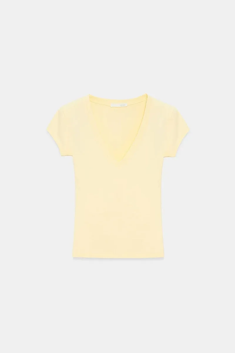 DILVIN Slim Fit V-Neck Jersey Blouse