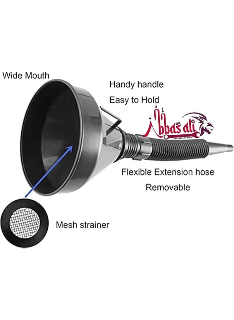 Abbasali Plastic Funnels Wide Mouth With Strainer Oil Funnel Automotive Flexible With Hose With Gloves Goggle & Facemask - Image 2