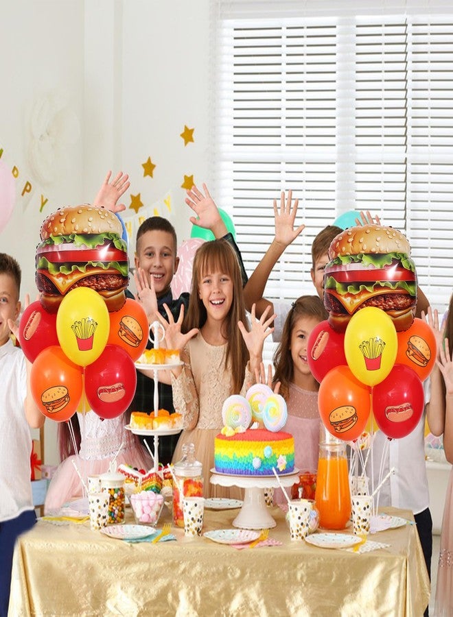KIRIN Hamburger Balloons Stand for Table Centerpiece Stand Kit 2 Sets with Realistic BBQ Burger Foil Balloons for Cheeseburger Fast Food BBQ Birthday Party Decorations - Image 5