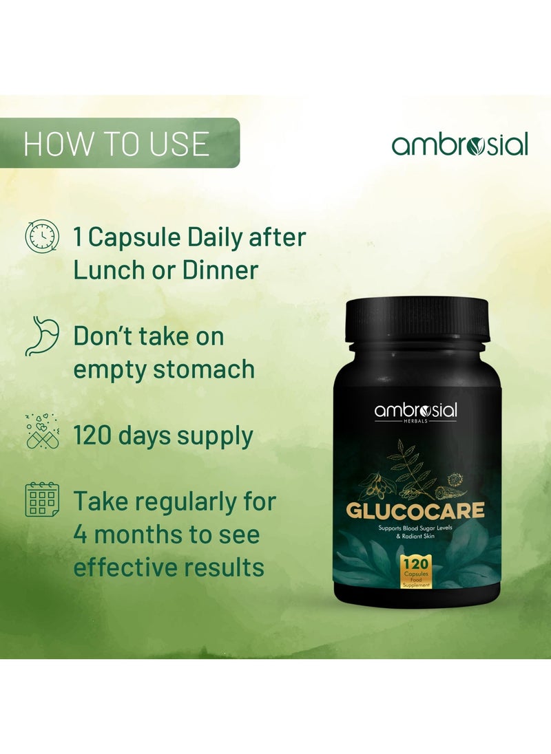 ambrosial - Pack Of 1 Glucocare, Bitter Melon, Neem And Black Plum 100% Natural Ingredients- 120 Capsules - Image 1