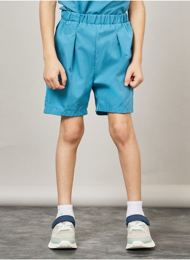 Styli - Solid Mandarin Collar T-Shirt & Shorts Set - Image 1