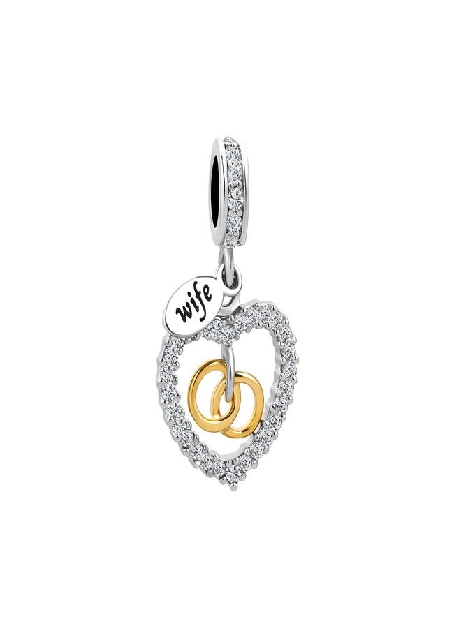 KunBead Dangle Heart Love My Wife Pendant Charms Beads Compatible with Pandora Bracelets - Image 1