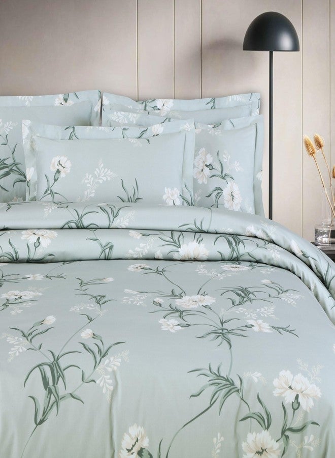Malako Sion Sage Green Botanic King Size Bedsheet with 2 Pillow Covers - Image 3