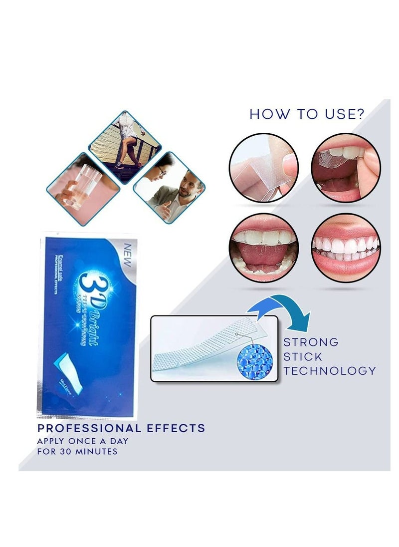 Kanza - 28 Pcs 14 Pairs 3D Bright Teeth Whitening Strips Safe Formula 100% Genuine Branded  PAP+ Teeth Whitening Strips 14 Treatments Professional Teeth Whitener for Teeth Enamel & Stains Removal | Unisex - Image 1